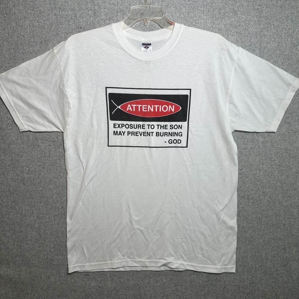 NOS Vintage Exposure To The Son‎ May Prevent Burning T-Shirt Large White